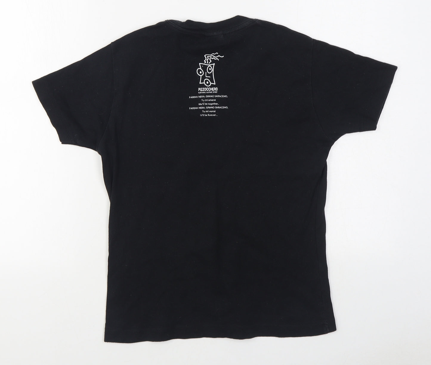 Pizzocchero Womens Black  100% Cotton Basic T-Shirt Size L Round Neck