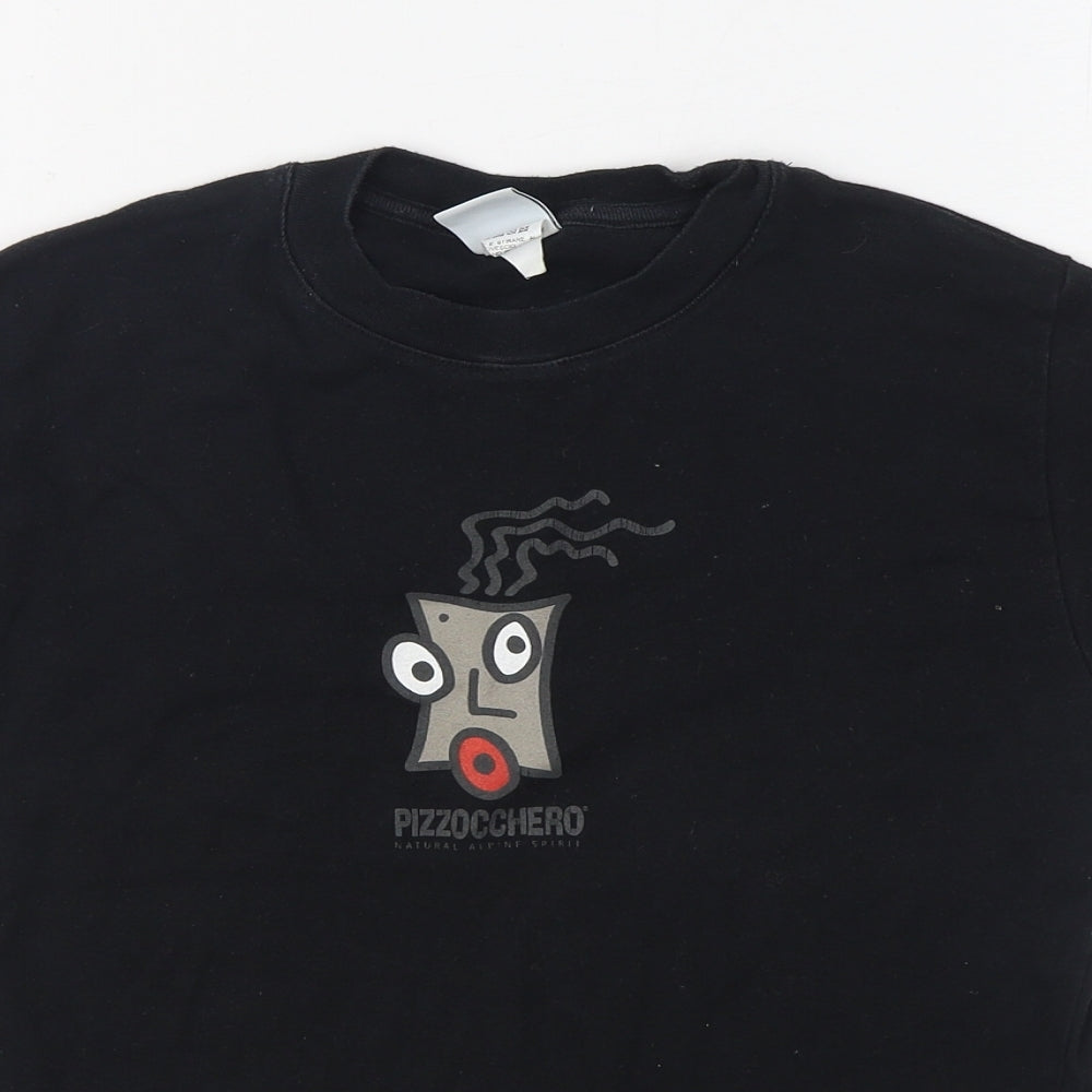 Pizzocchero Womens Black  100% Cotton Basic T-Shirt Size L Round Neck