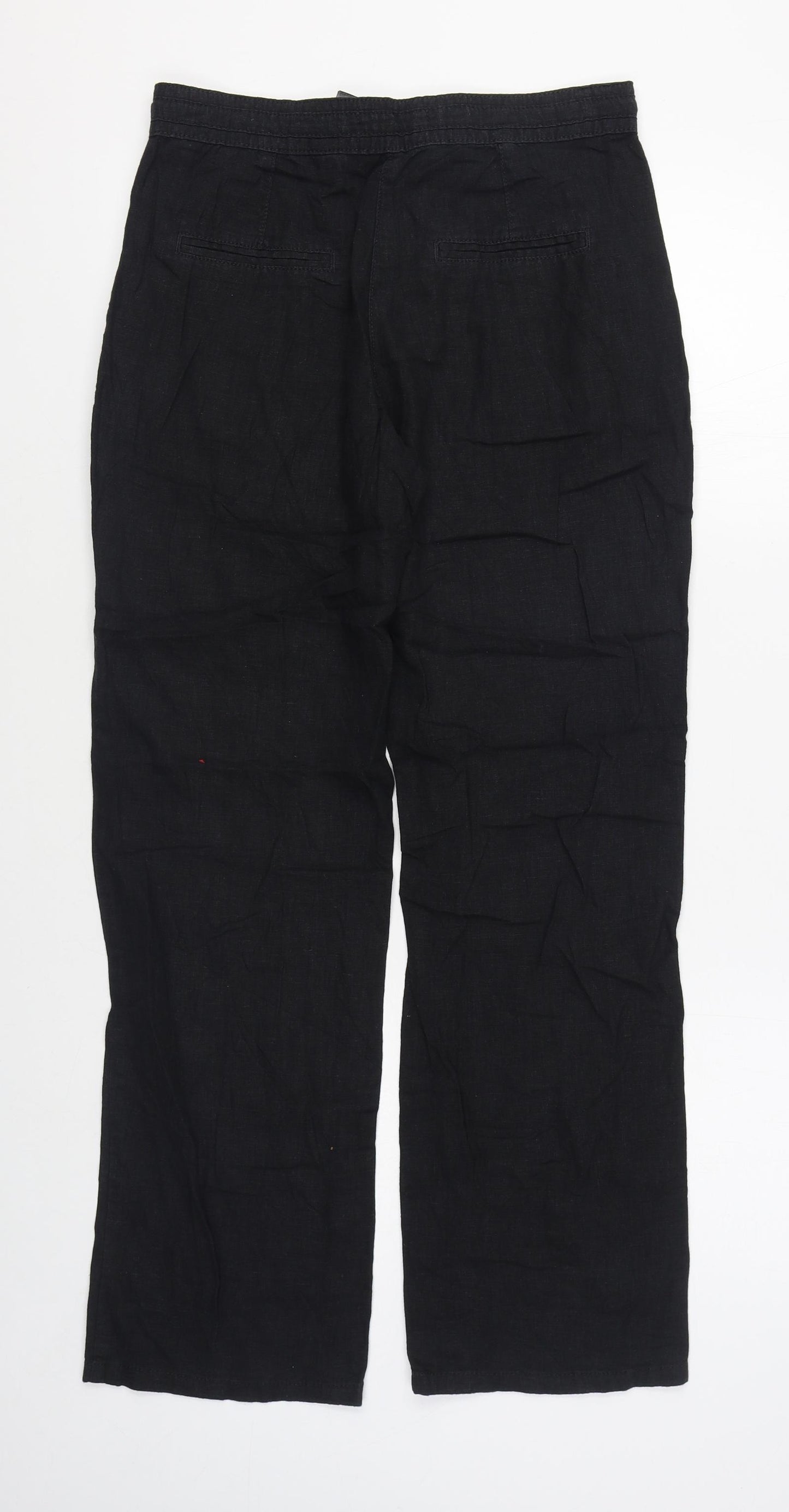 NEXT Womens Black  Linen Trousers  Size 8 L30 in Regular Zip