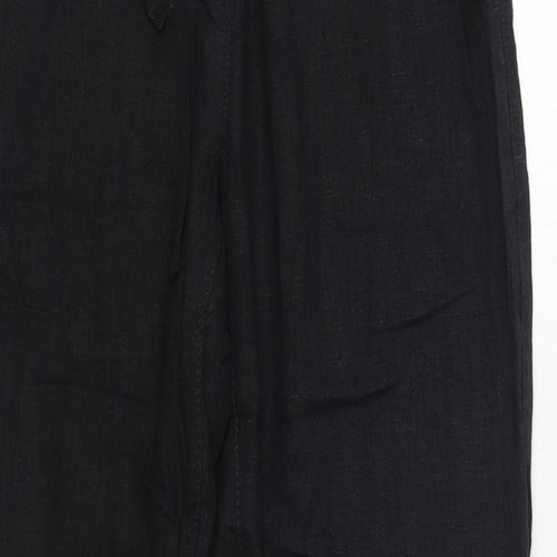 NEXT Womens Black  Linen Trousers  Size 8 L30 in Regular Zip