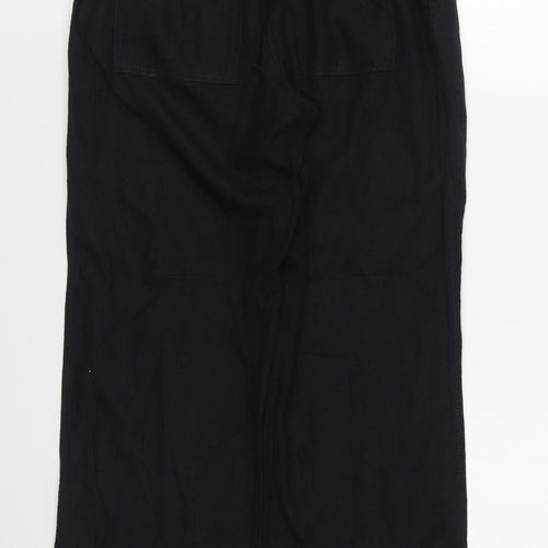 NEXT Womens Black  Linen Trousers  Size 10 L30 in Regular Tie