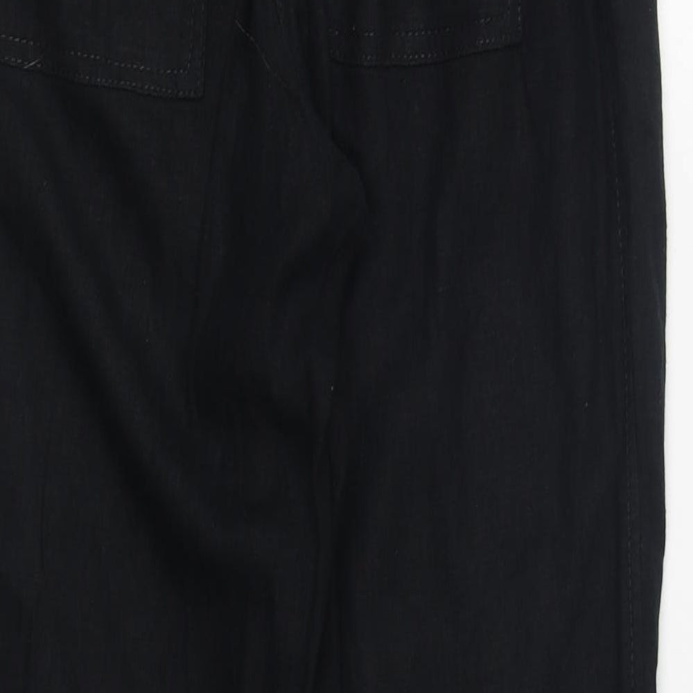 NEXT Womens Black  Linen Trousers  Size 10 L30 in Regular Tie