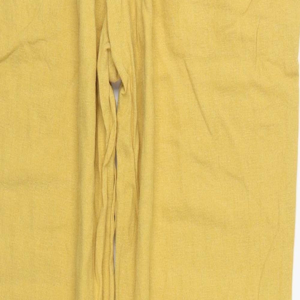 Papaya Womens Yellow  Linen Trousers  Size 12 L29 in Regular Tie