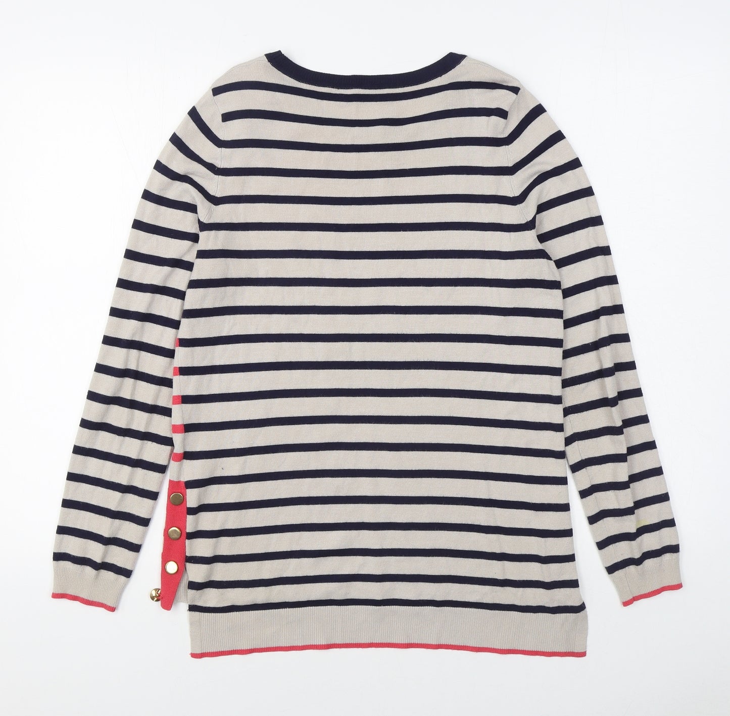 Oasis Womens Multicoloured Round Neck Striped Viscose Pullover Jumper Size S