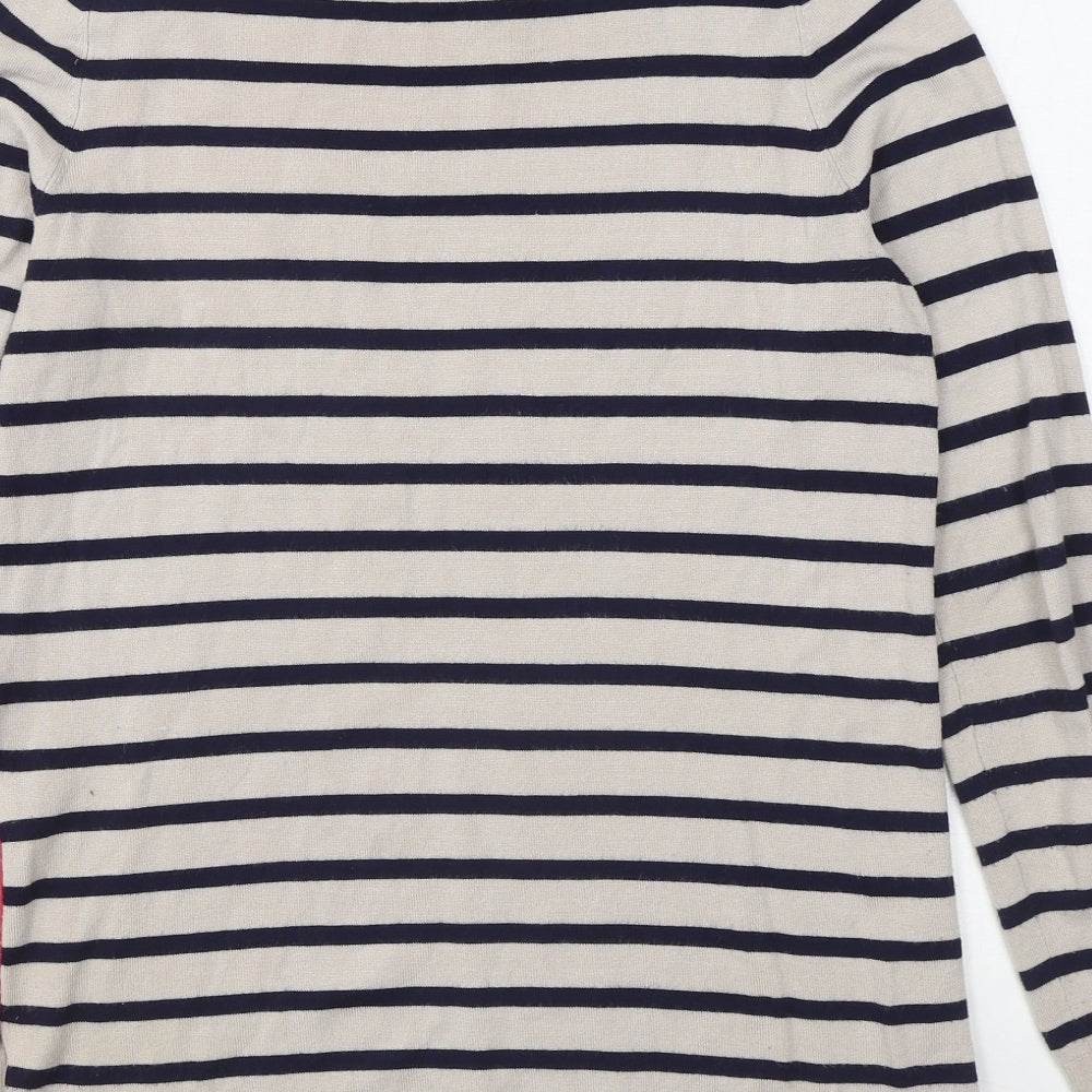 Oasis Womens Multicoloured Round Neck Striped Viscose Pullover Jumper Size S