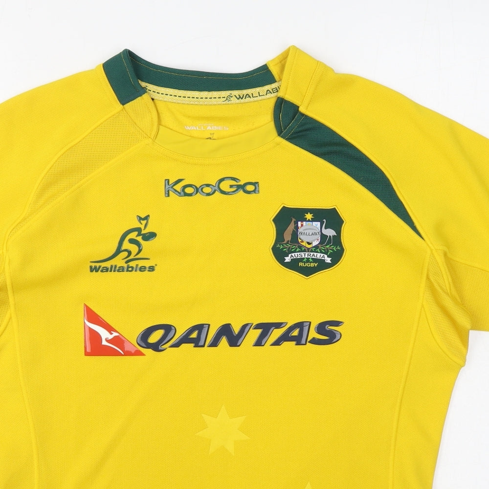 Wallabies Womens Yellow  Polyester Basic T-Shirt Size S Round Neck Pullover