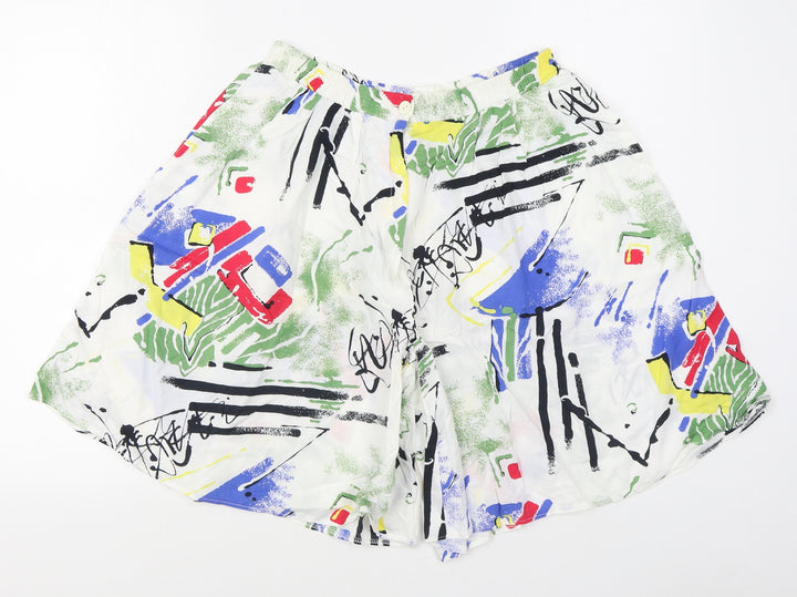 Pota Womens Multicoloured Geometric Viscose Sweat Shorts Size 10 L8 in Regular Zip