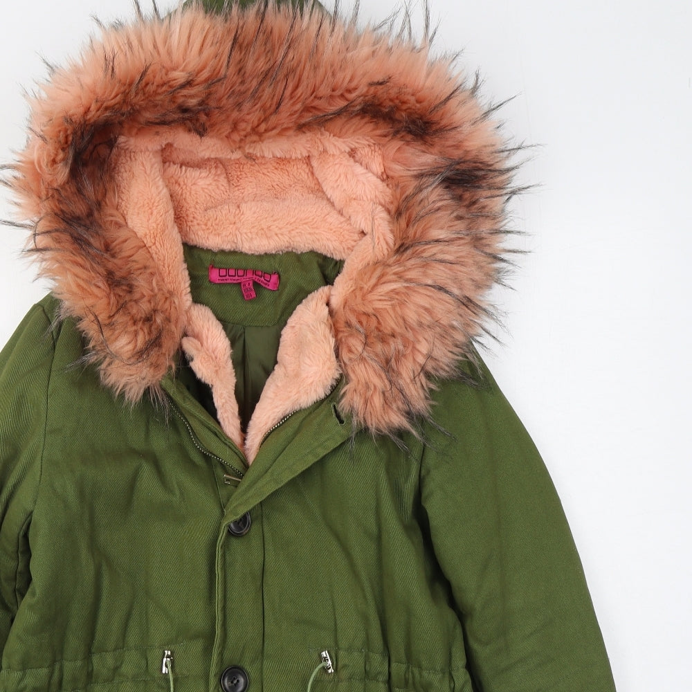 Boohoo Womens Green   Parka Coat Size 8  Zip