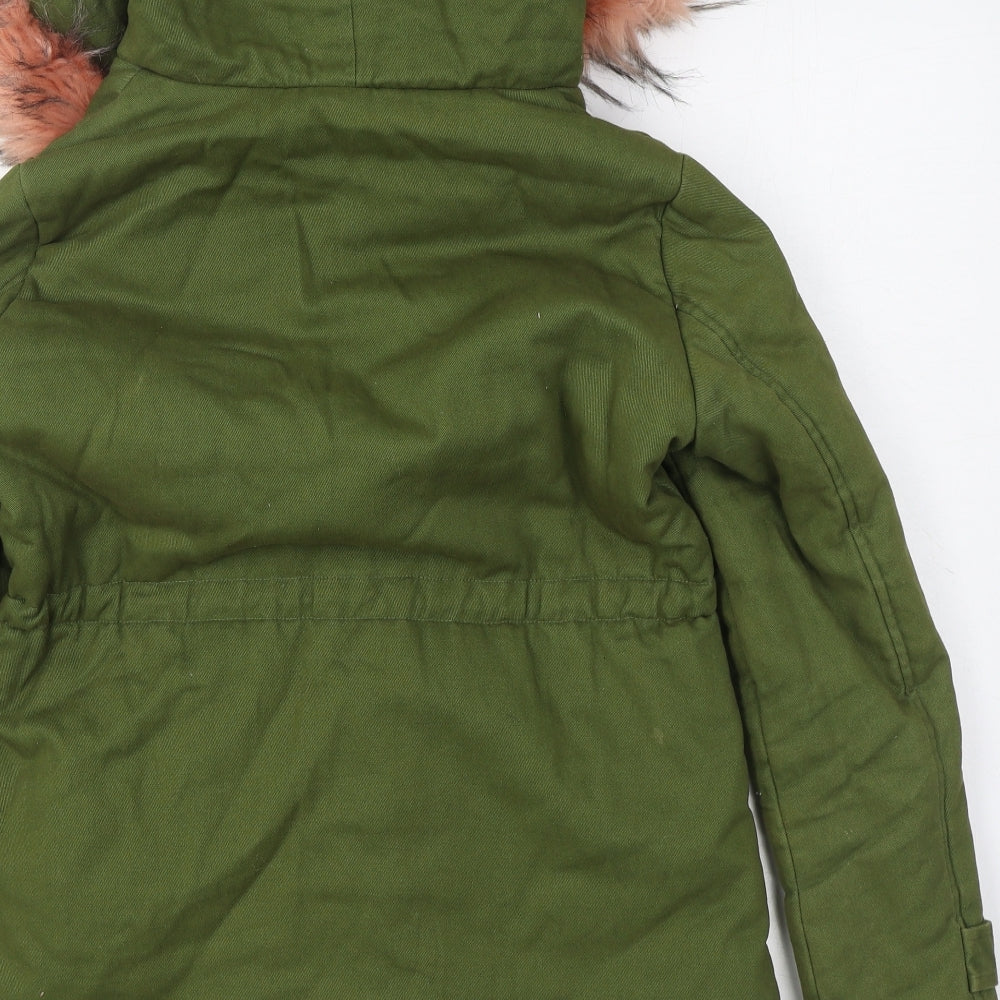 Boohoo Womens Green   Parka Coat Size 8  Zip
