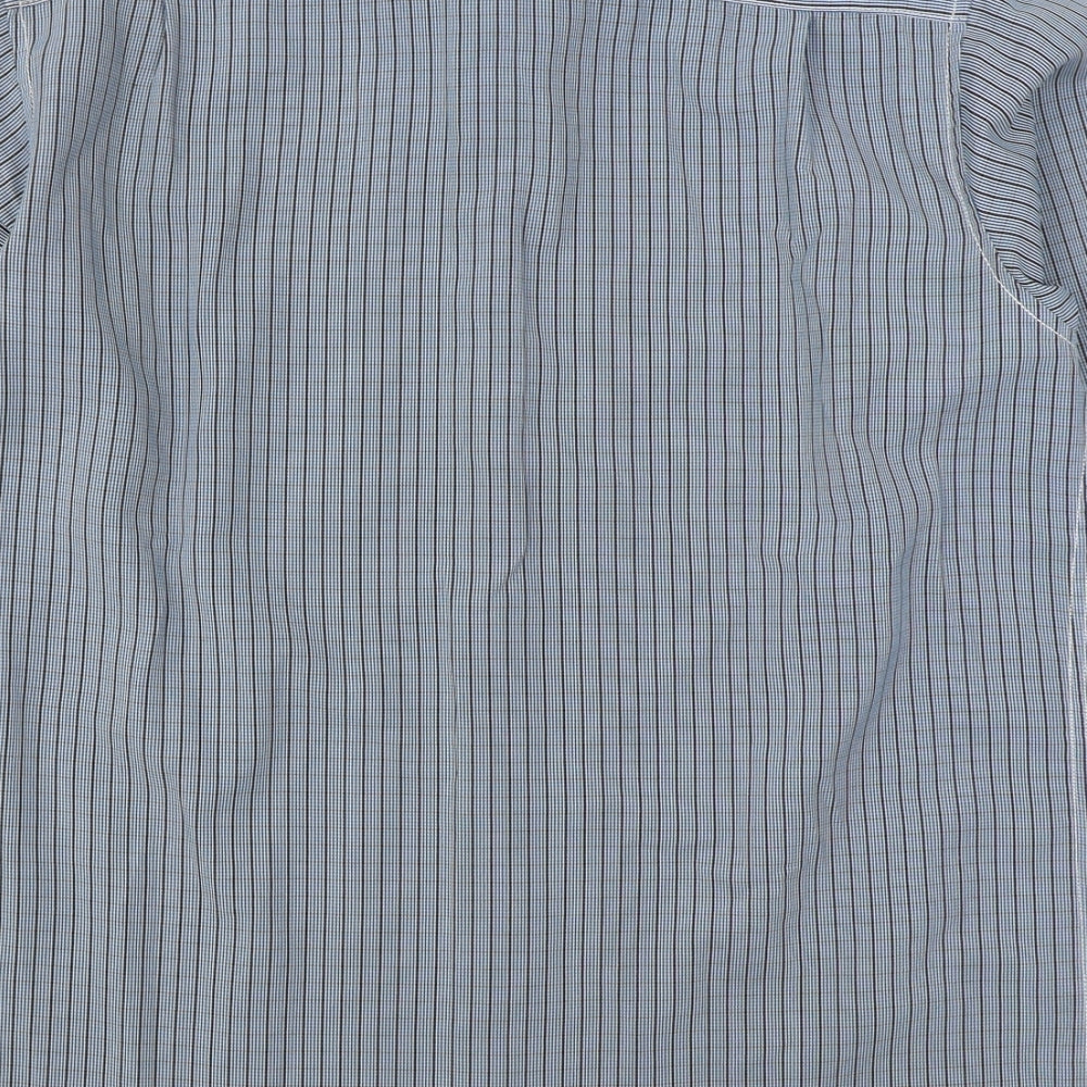 James Pringle       Mens Blue Striped Polyester  Button-Up Size M Collared Button