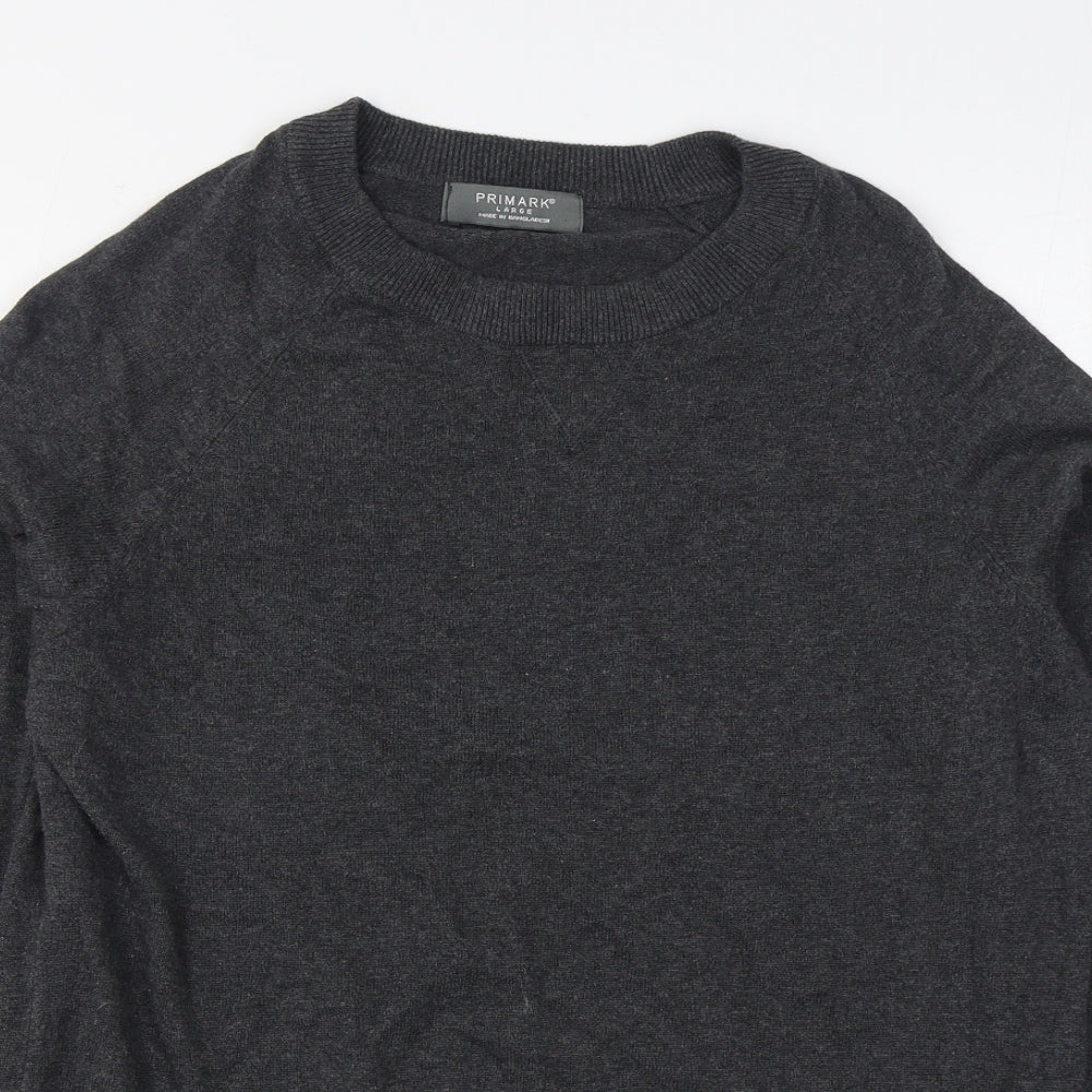 Primark Mens Grey Round Neck  Cotton Pullover Jumper Size L