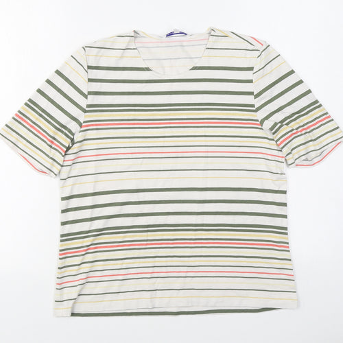 Gray & Osbourn Womens Multicoloured Striped Viscose Basic T-Shirt Size 12 Scoop Neck