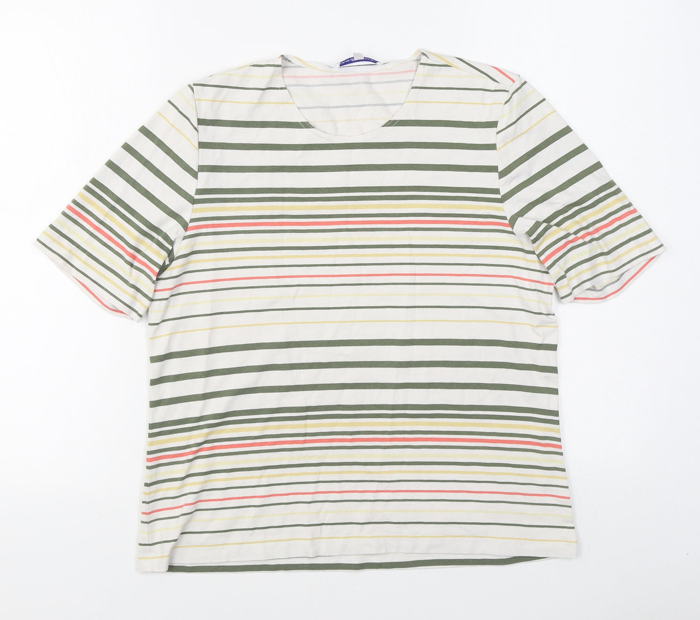 Gray & Osbourn Womens Multicoloured Striped Viscose Basic T-Shirt Size 12 Scoop Neck