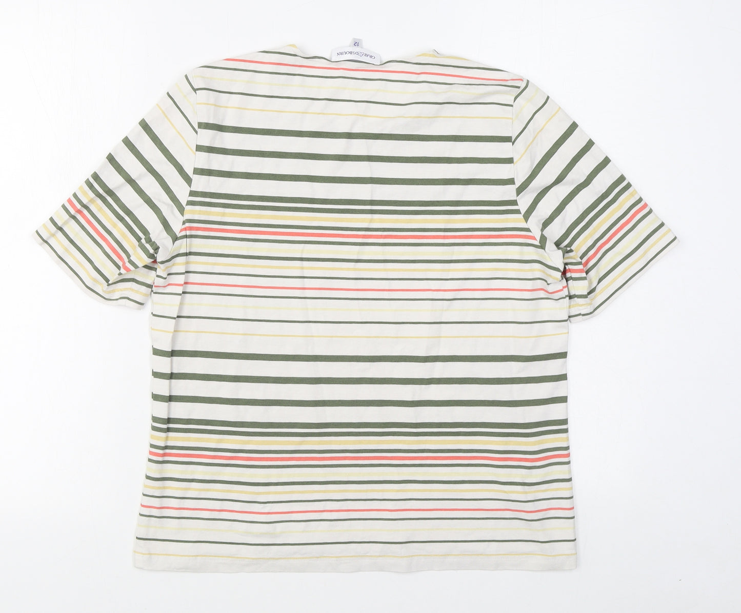 Gray & Osbourn Womens Multicoloured Striped Viscose Basic T-Shirt Size 12 Scoop Neck