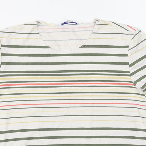Gray & Osbourn Womens Multicoloured Striped Viscose Basic T-Shirt Size 12 Scoop Neck