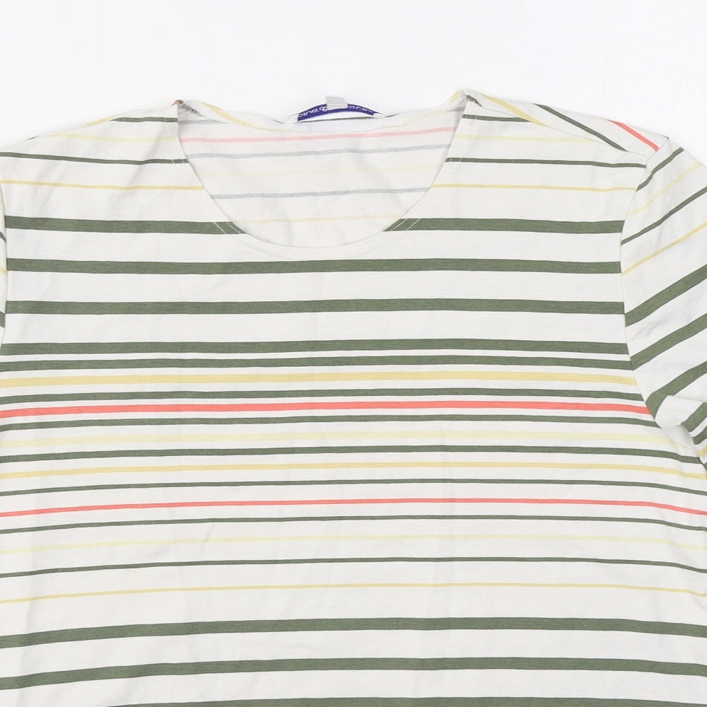 Gray & Osbourn Womens Multicoloured Striped Viscose Basic T-Shirt Size 12 Scoop Neck