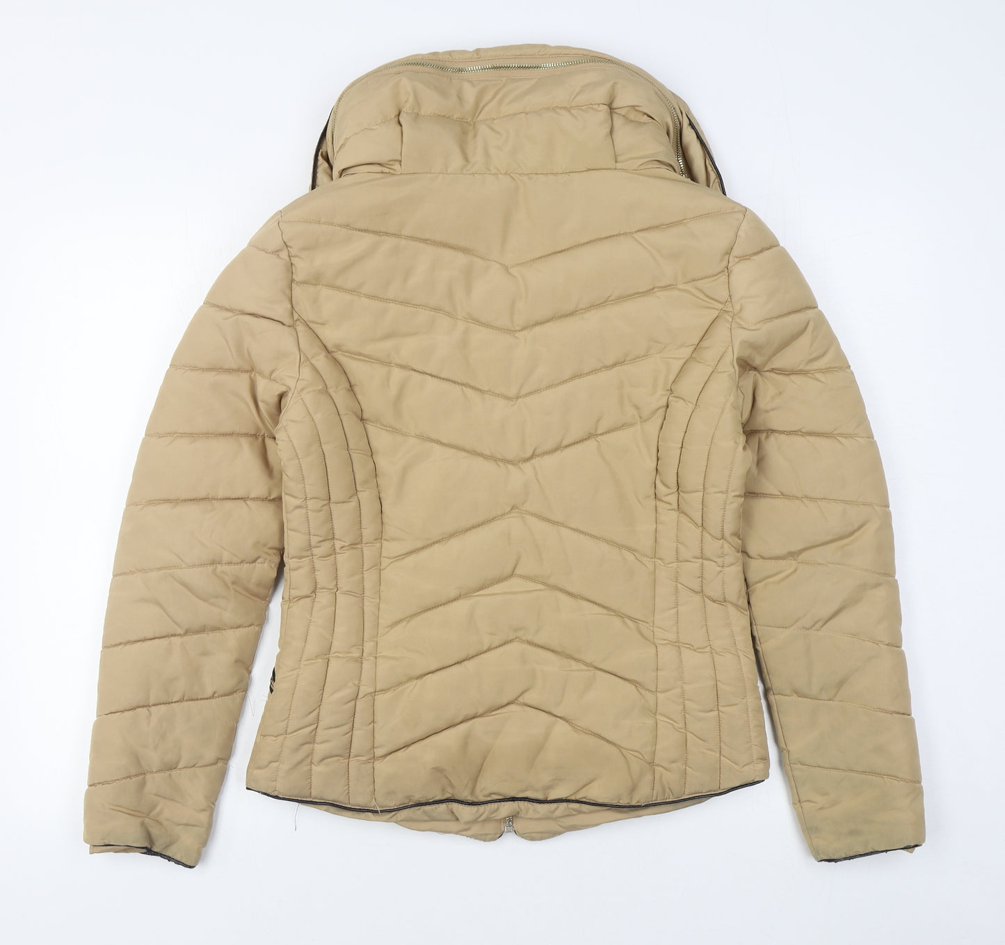 Misspap Womens Beige   Quilted Coat Size M  Zip