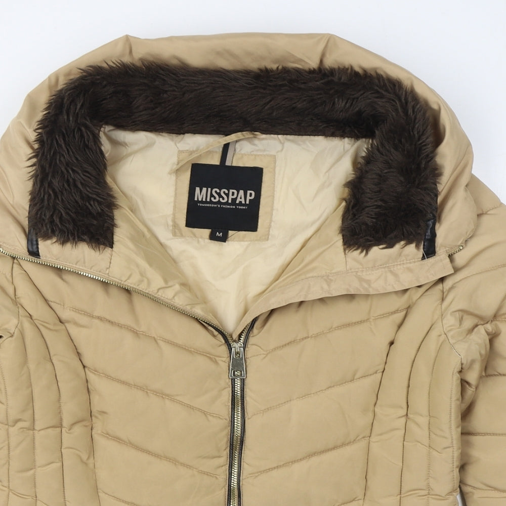 Misspap Womens Beige   Quilted Coat Size M  Zip