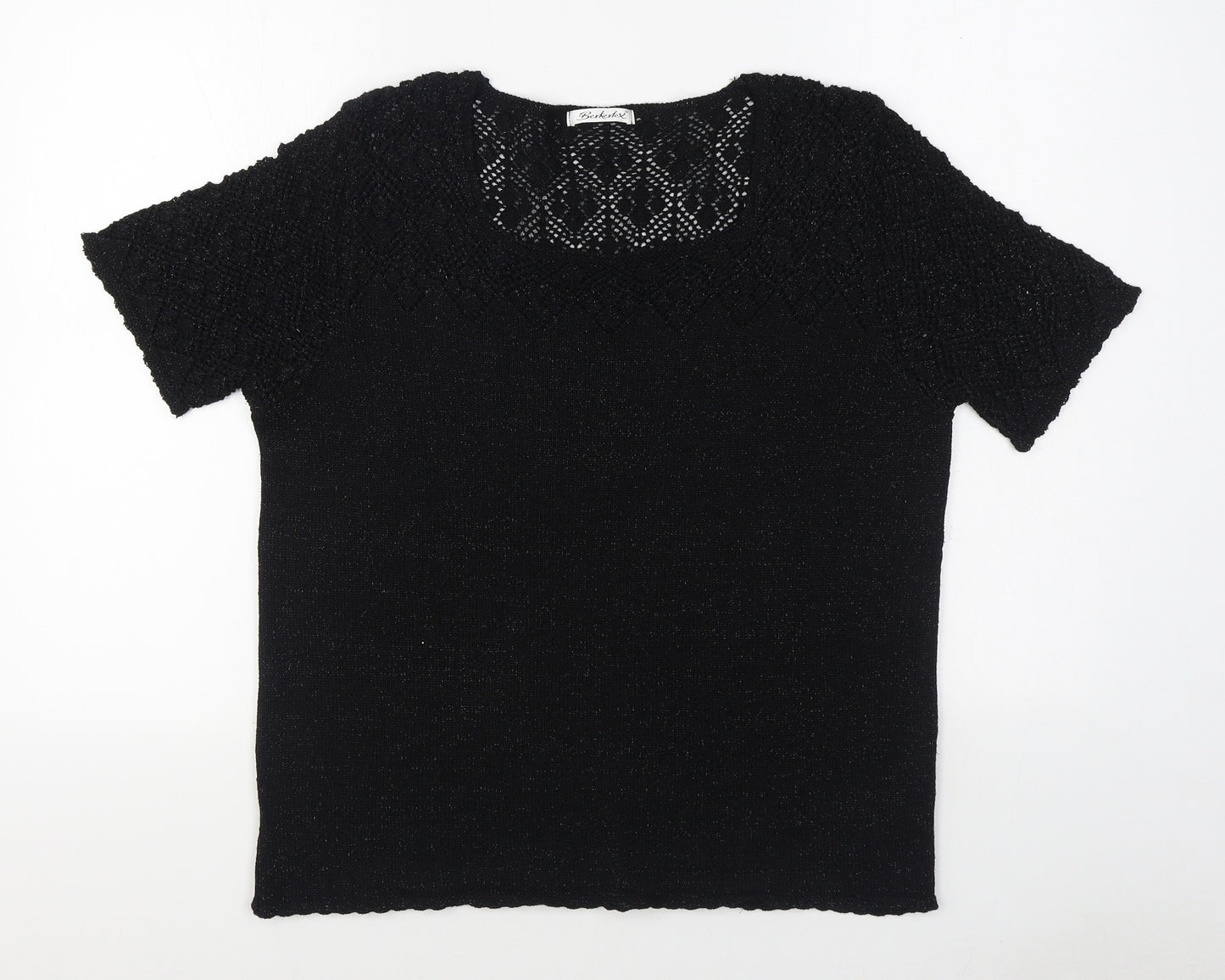 Berkertex Womens Black Square Neck  Acrylic Pullover Jumper Size 18