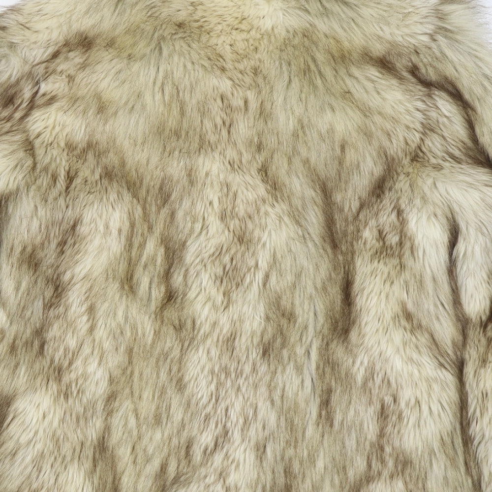 ASOS Womens Beige   Jacket  Size 14  Hook & Eye - Faux fur