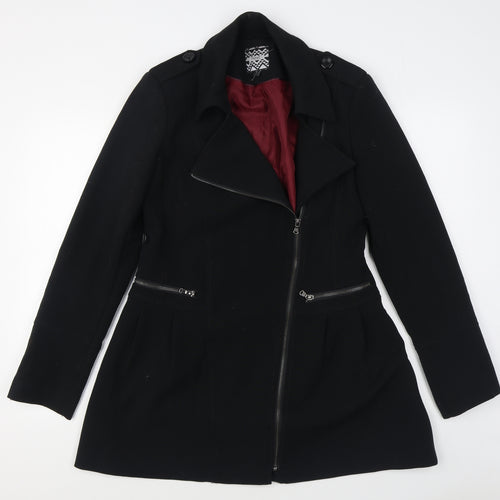 NEXT Womens Black   Overcoat Coat Size 10  Zip