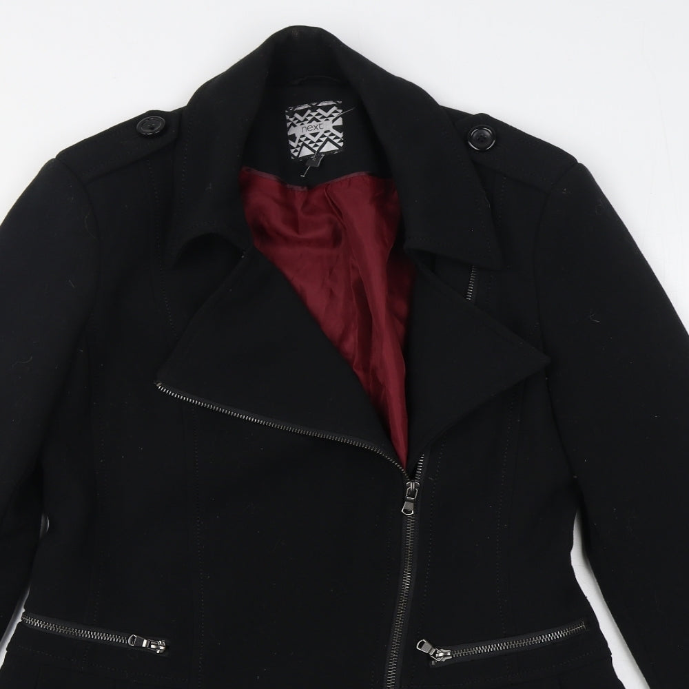NEXT Womens Black   Overcoat Coat Size 10  Zip