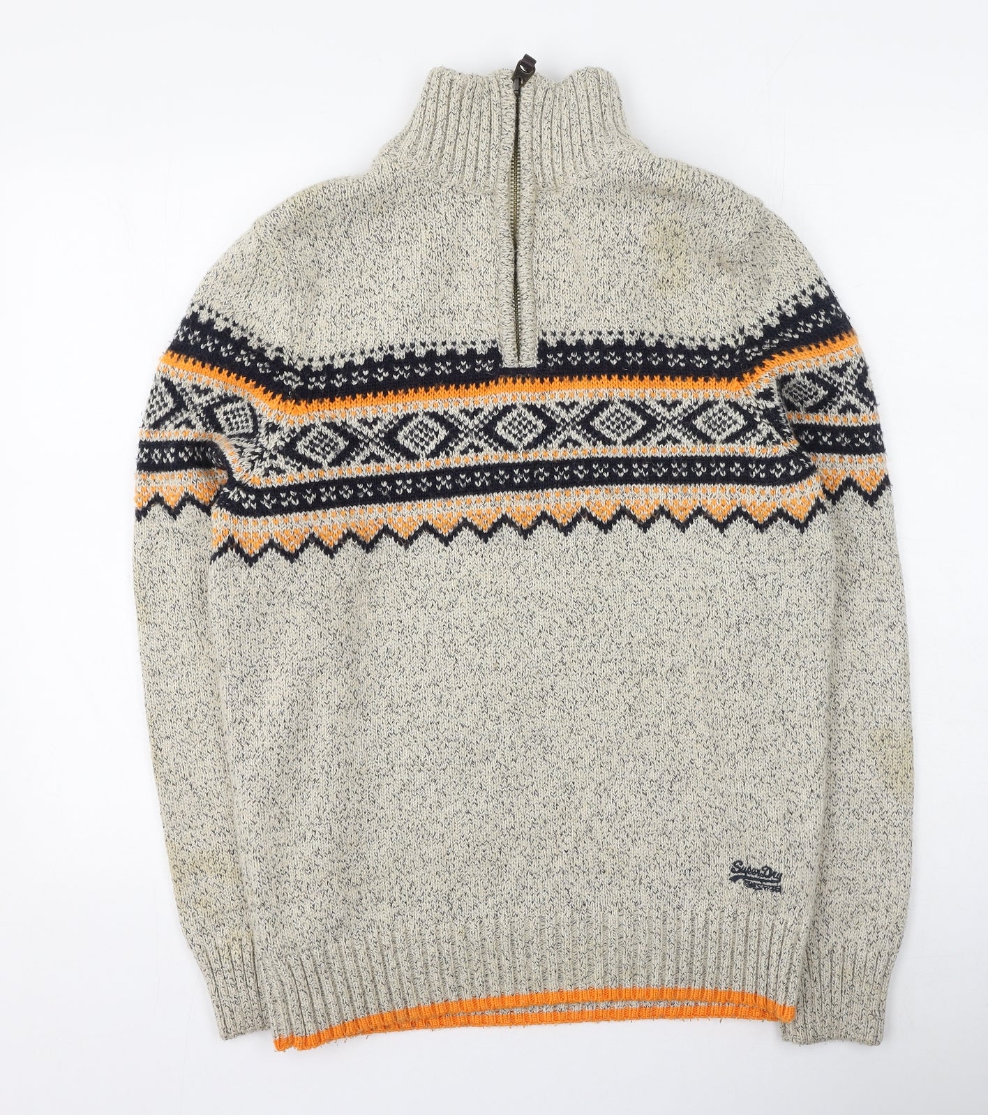 Superdry Mens Multicoloured High Neck Geometric Acrylic Pullover Jumper Size L