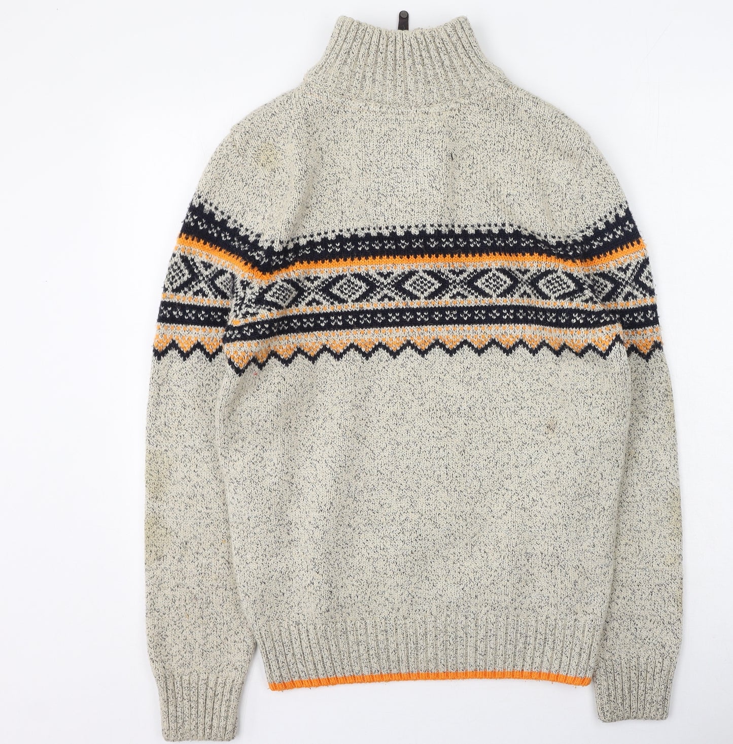 Superdry Mens Multicoloured High Neck Geometric Acrylic Pullover Jumper Size L