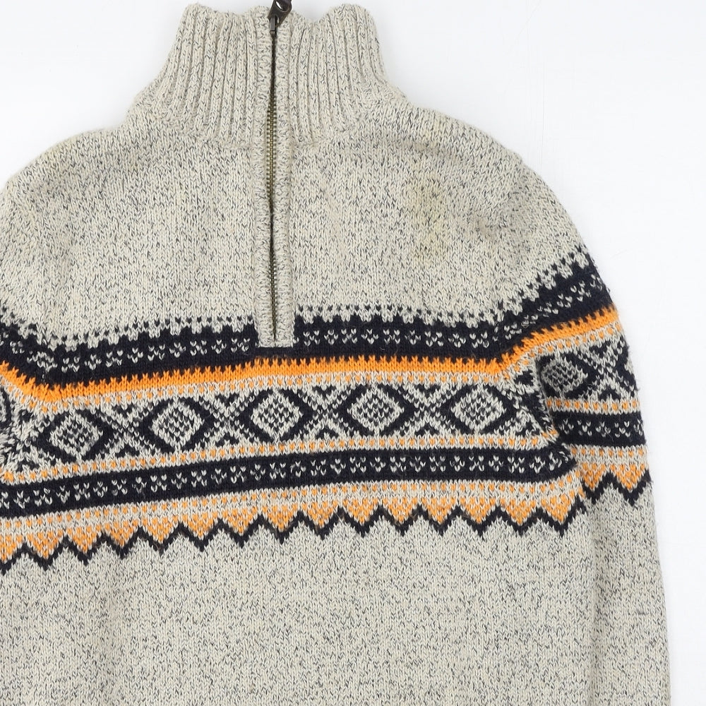 Superdry Mens Multicoloured High Neck Geometric Acrylic Pullover Jumper Size L