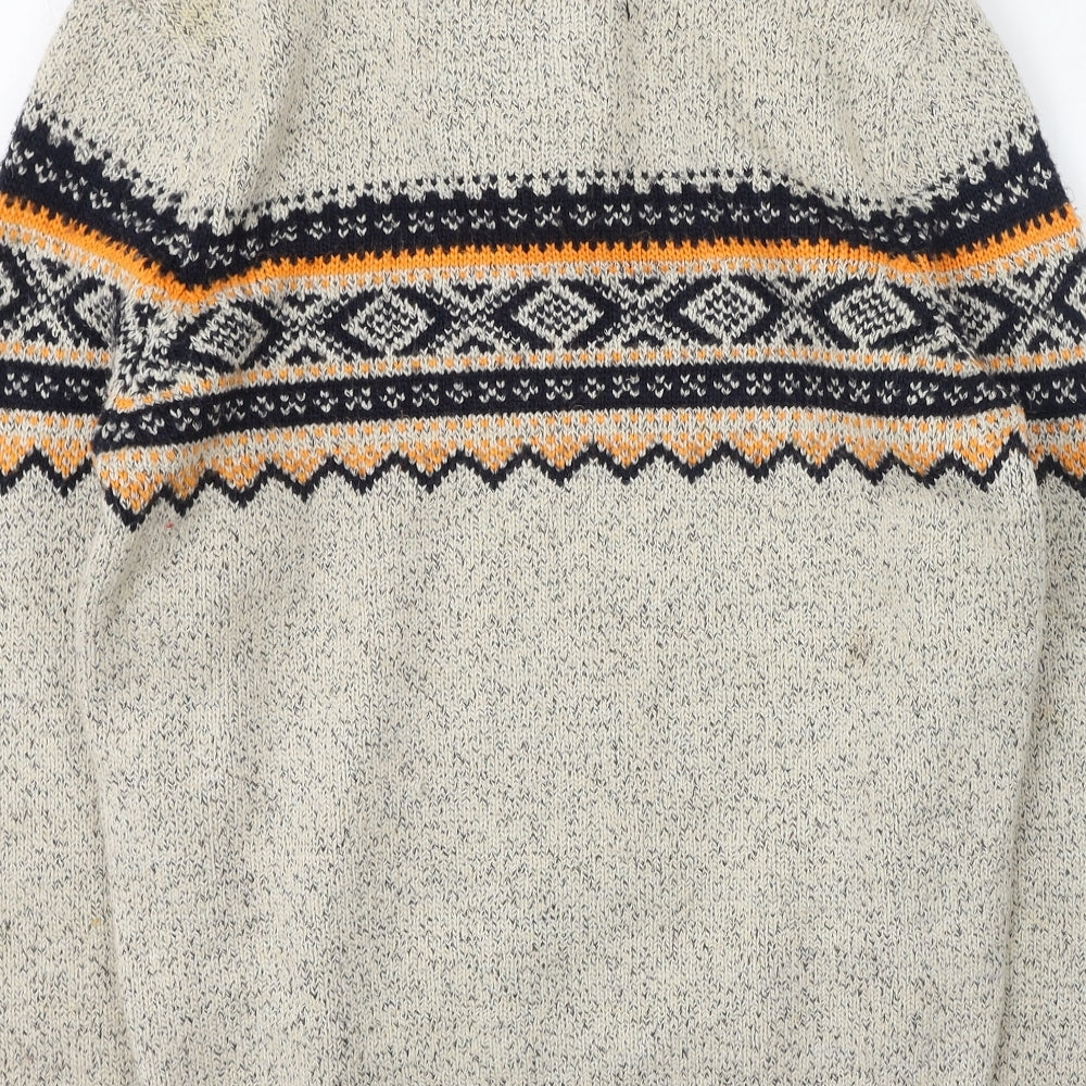 Superdry Mens Multicoloured High Neck Geometric Acrylic Pullover Jumper Size L