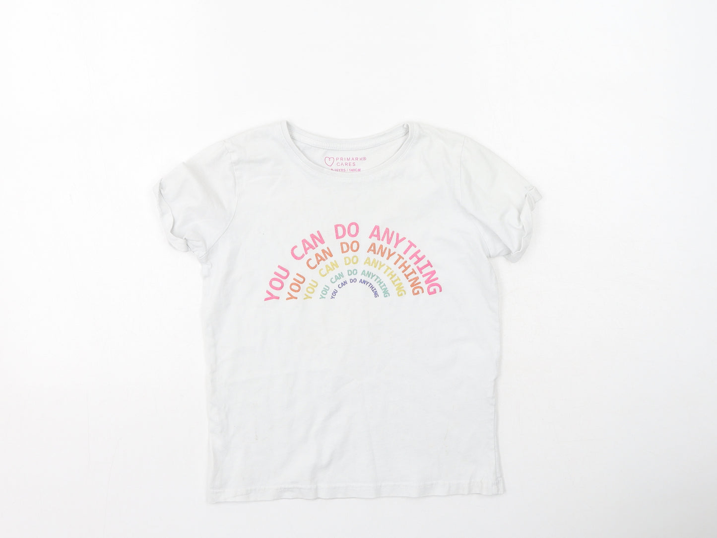 Primark Girls Multicoloured  Cotton Basic Casual Size 9-10 Years Round Neck