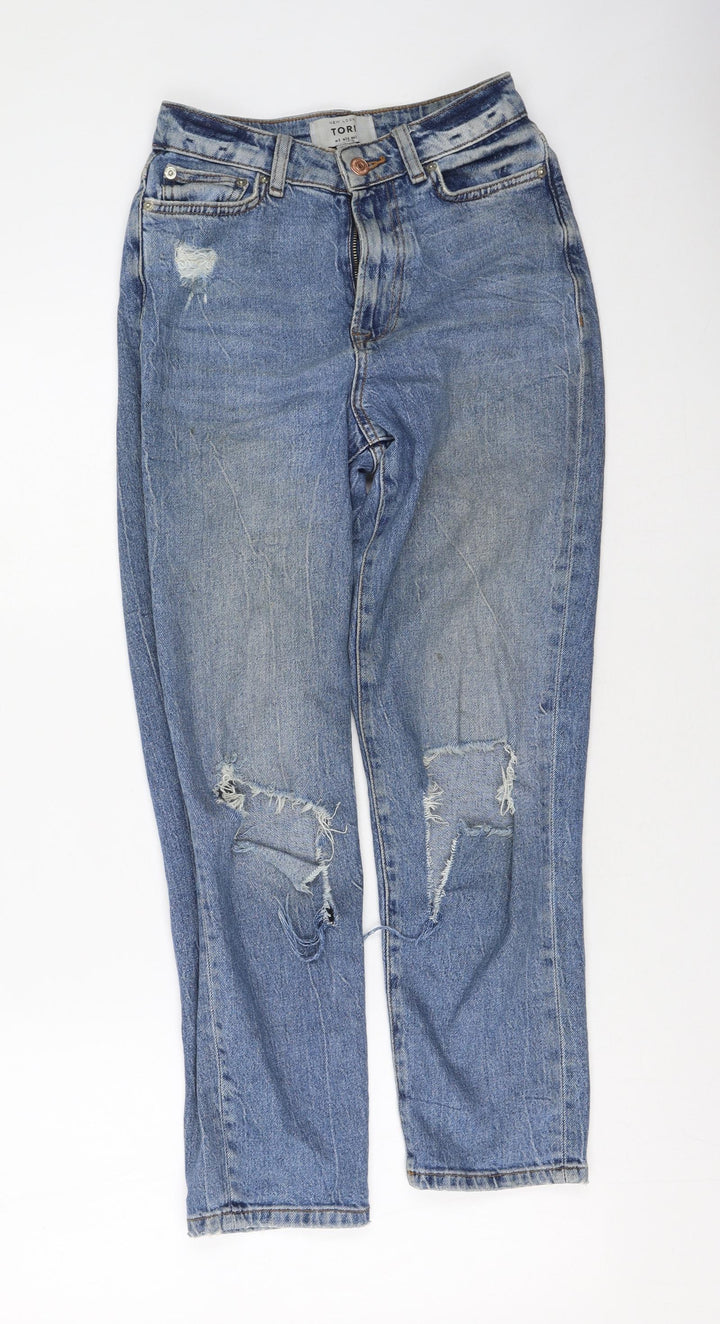New Look Womens Blue Cotton Mom Jeans Size 6 L27 in Regular