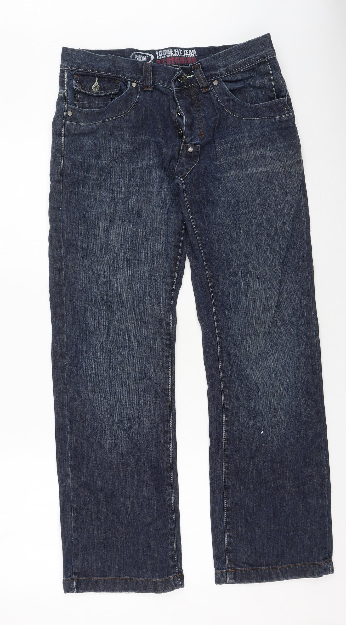 RAW Mens Blue  Cotton Straight Jeans Size 32 L31 in Regular