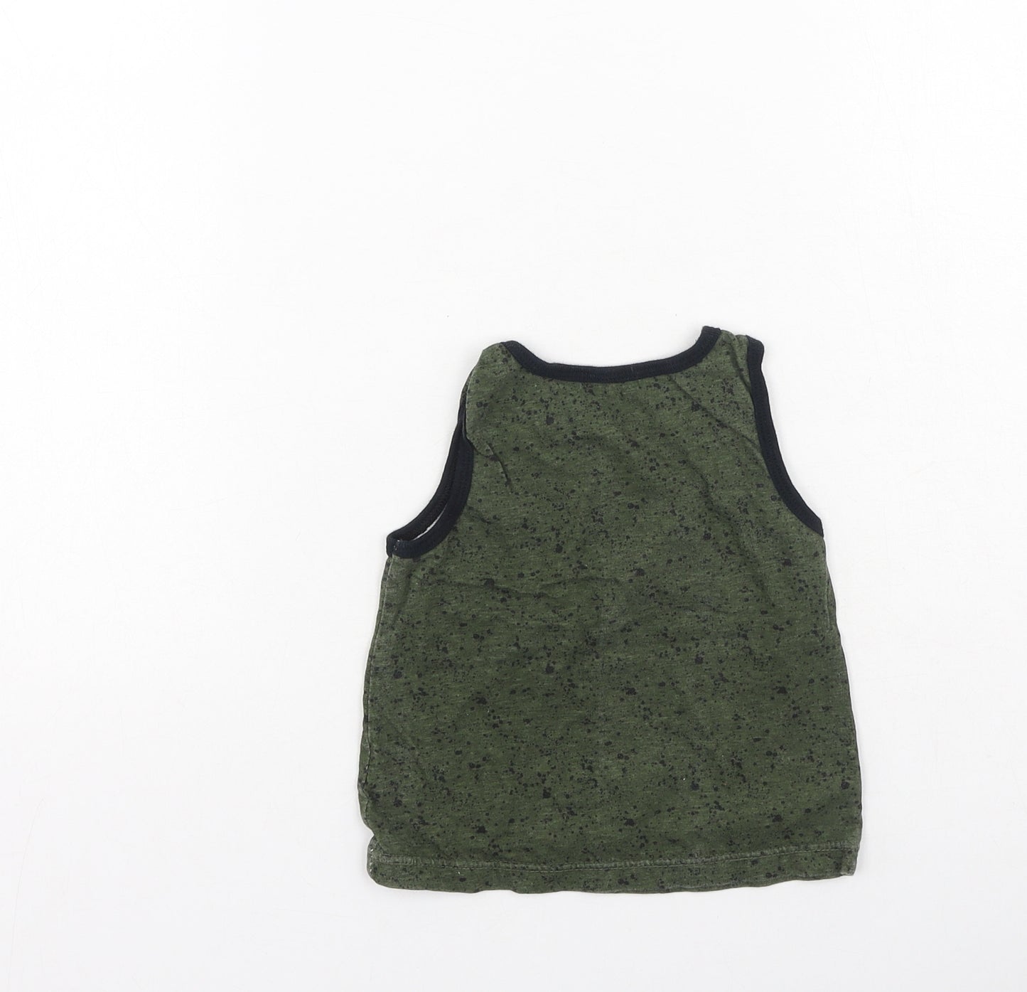 Primark Boys Green  Cotton Basic Tank Size 3-4 Years Round Neck