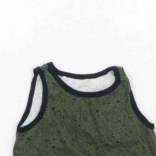 Primark Boys Green  Cotton Basic Tank Size 3-4 Years Round Neck