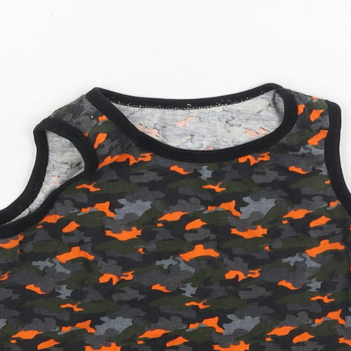 Primark  Boys Multicoloured Animal Print Cotton Basic Tank Size 5-6 Years Round Neck