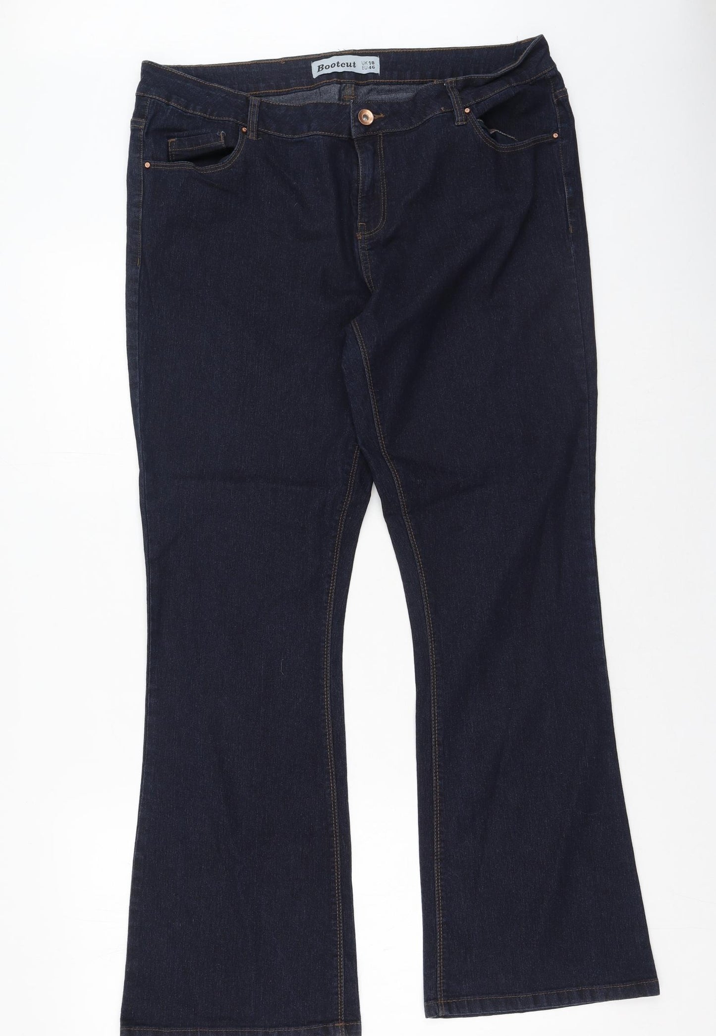New Look Womens Blue  Cotton Bootcut Jeans Size 18 L34 in Regular