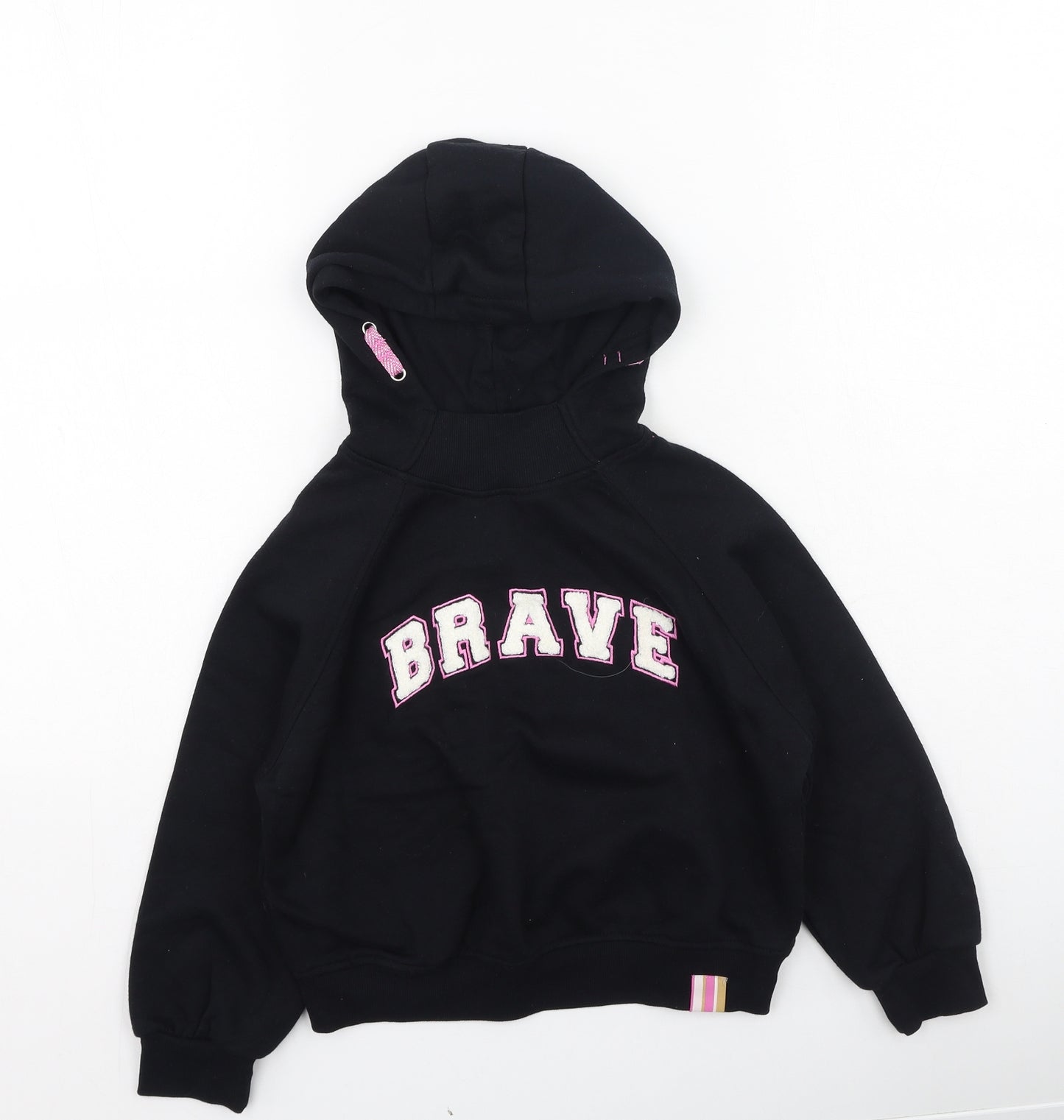 Primark Girls Black  Cotton Pullover Hoodie Size 7-8 Years