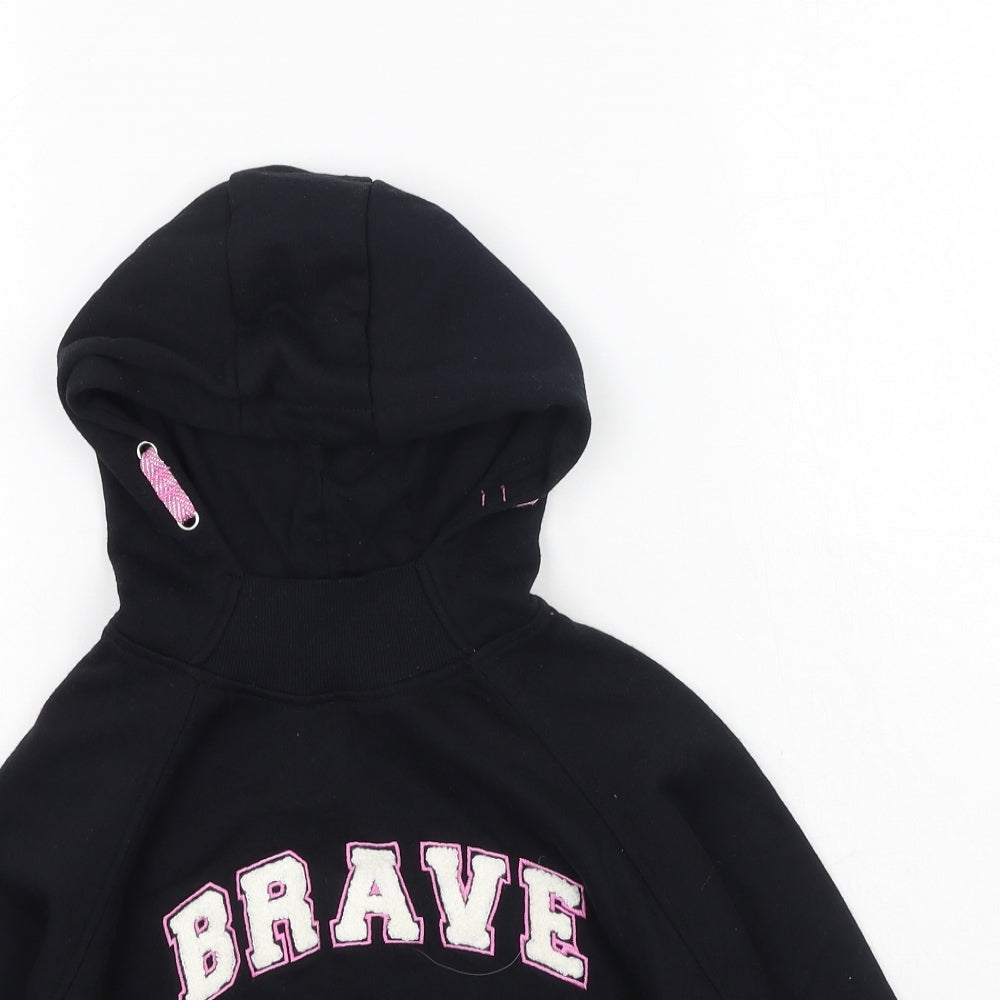 Primark Girls Black  Cotton Pullover Hoodie Size 7-8 Years