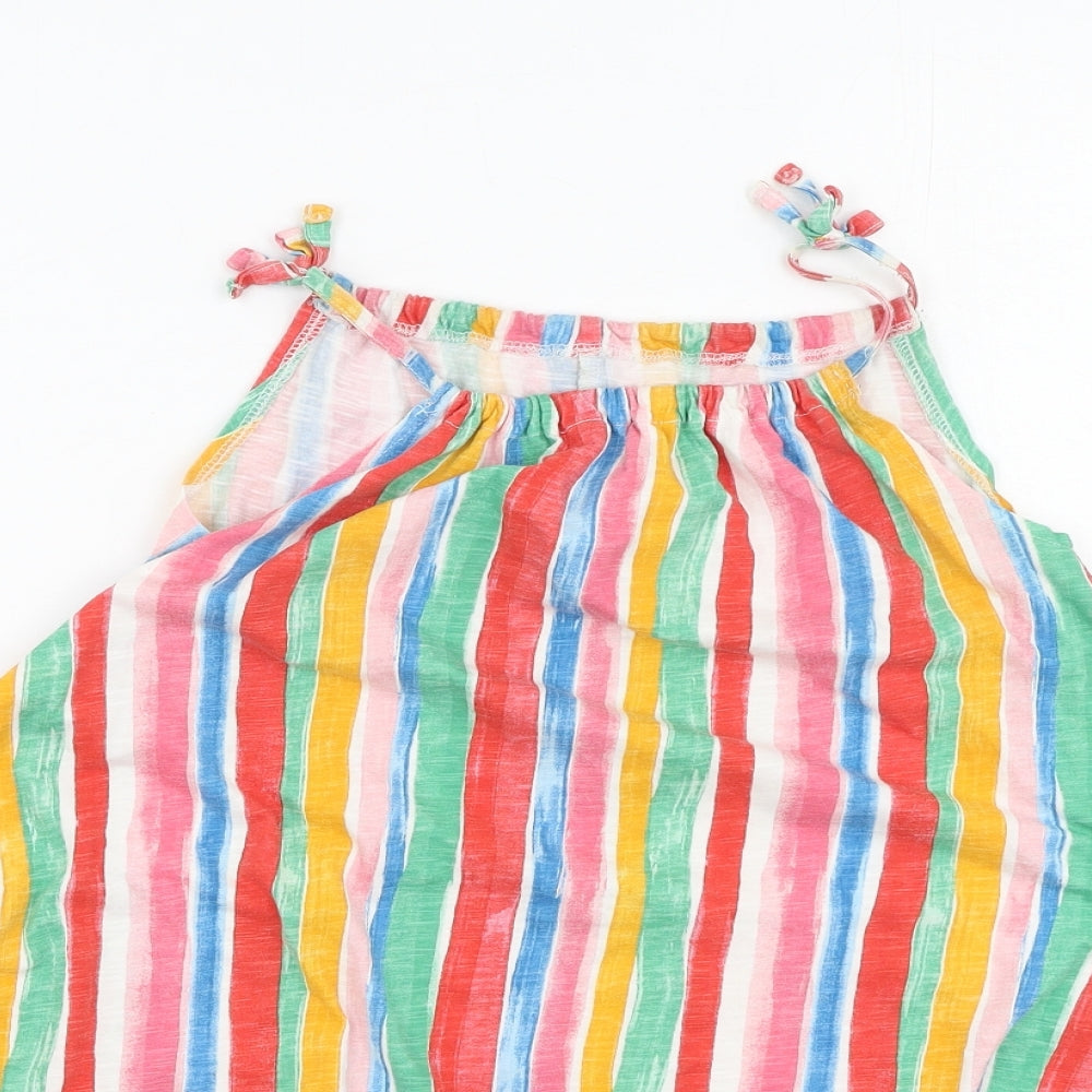 Dunnes Stores Girls Multicoloured Striped Cotton Tank Dress  Size 9 Years  Off the Shoulder