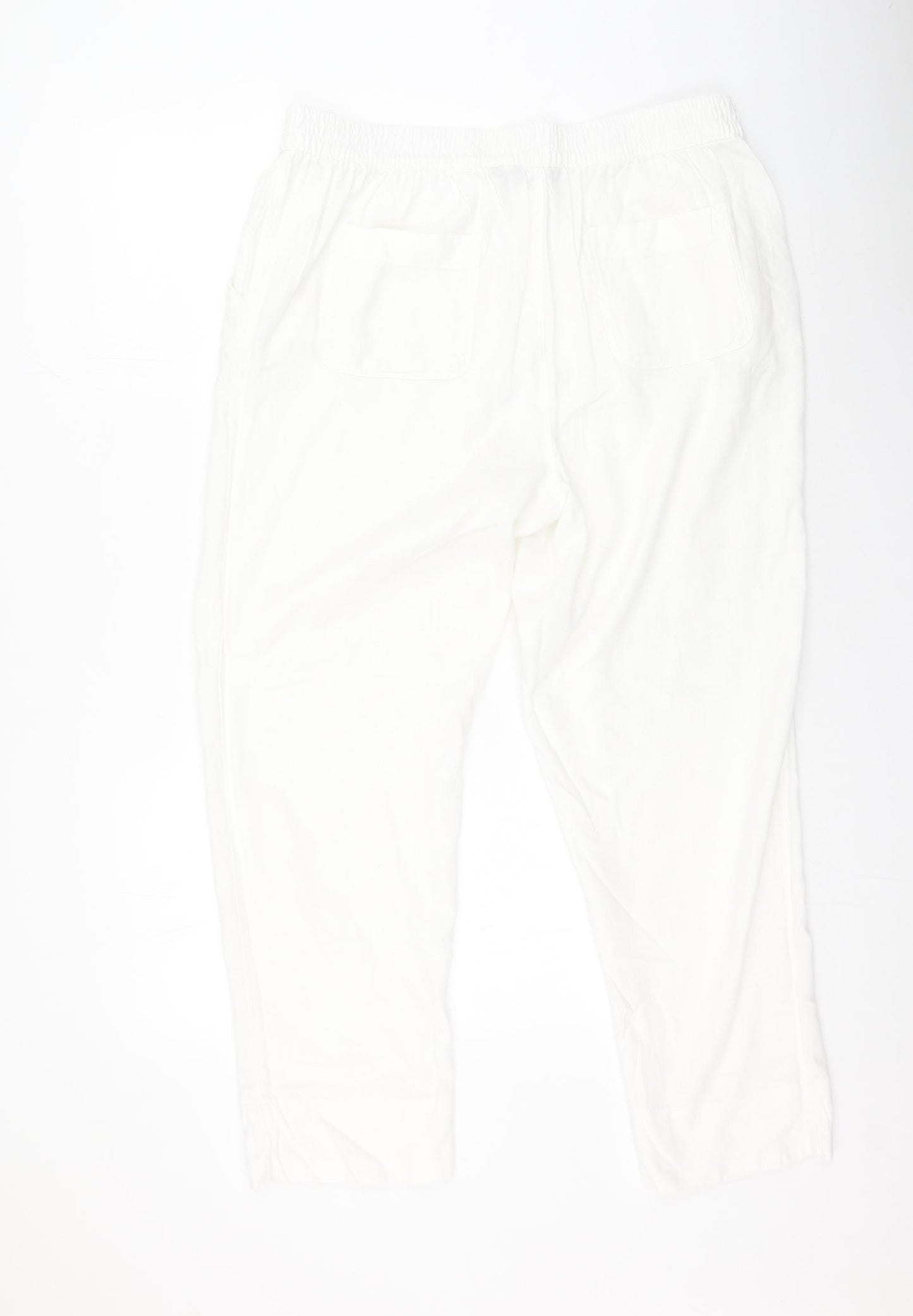 Peacocks Womens White  Linen Trousers  Size 16 L29 in Regular