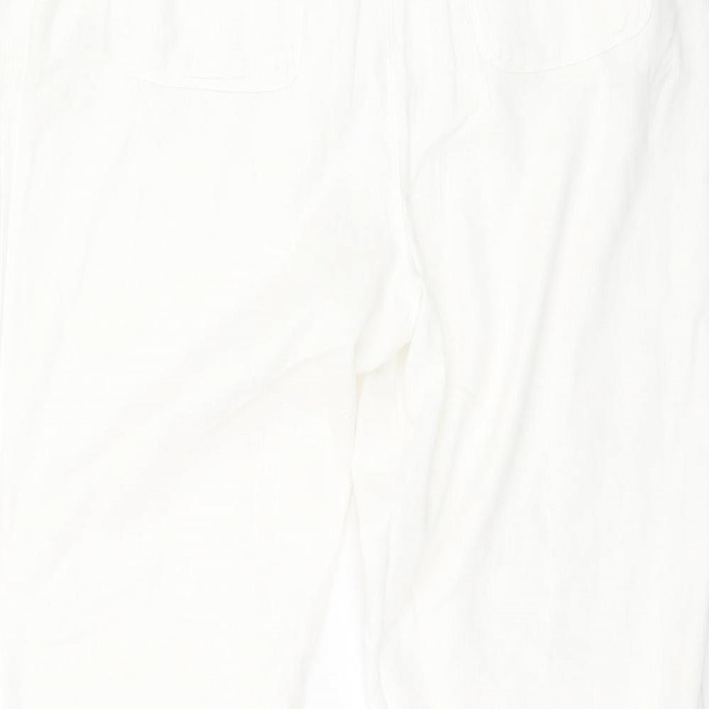 Peacocks Womens White  Linen Trousers  Size 16 L29 in Regular