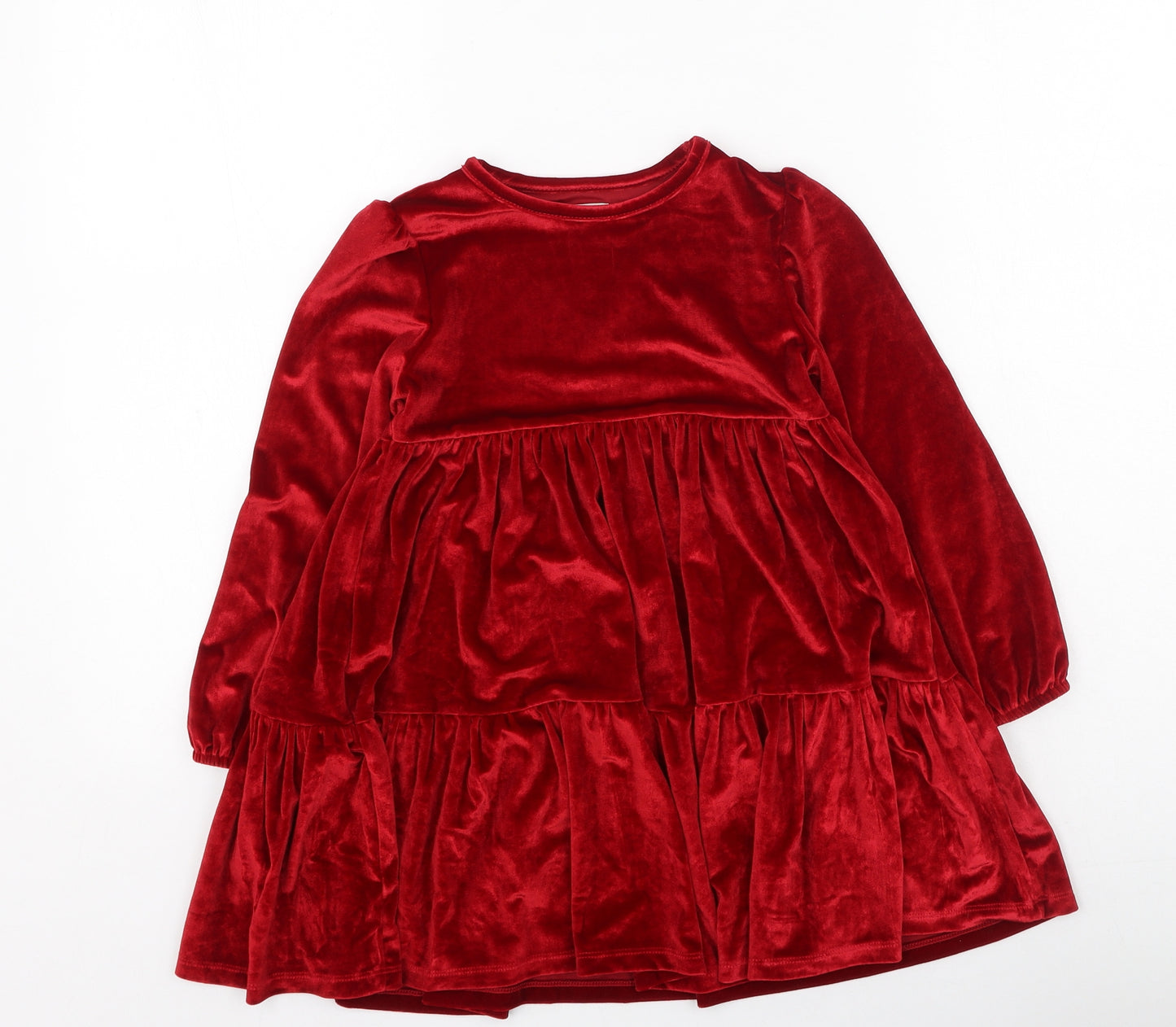 F&F Girls Red  Polyester Fit & Flare  Size 5-6 Years  Round Neck