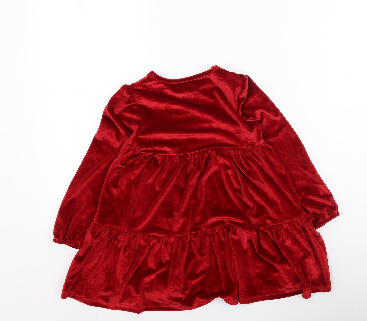 F&F Girls Red  Polyester Fit & Flare  Size 5-6 Years  Round Neck