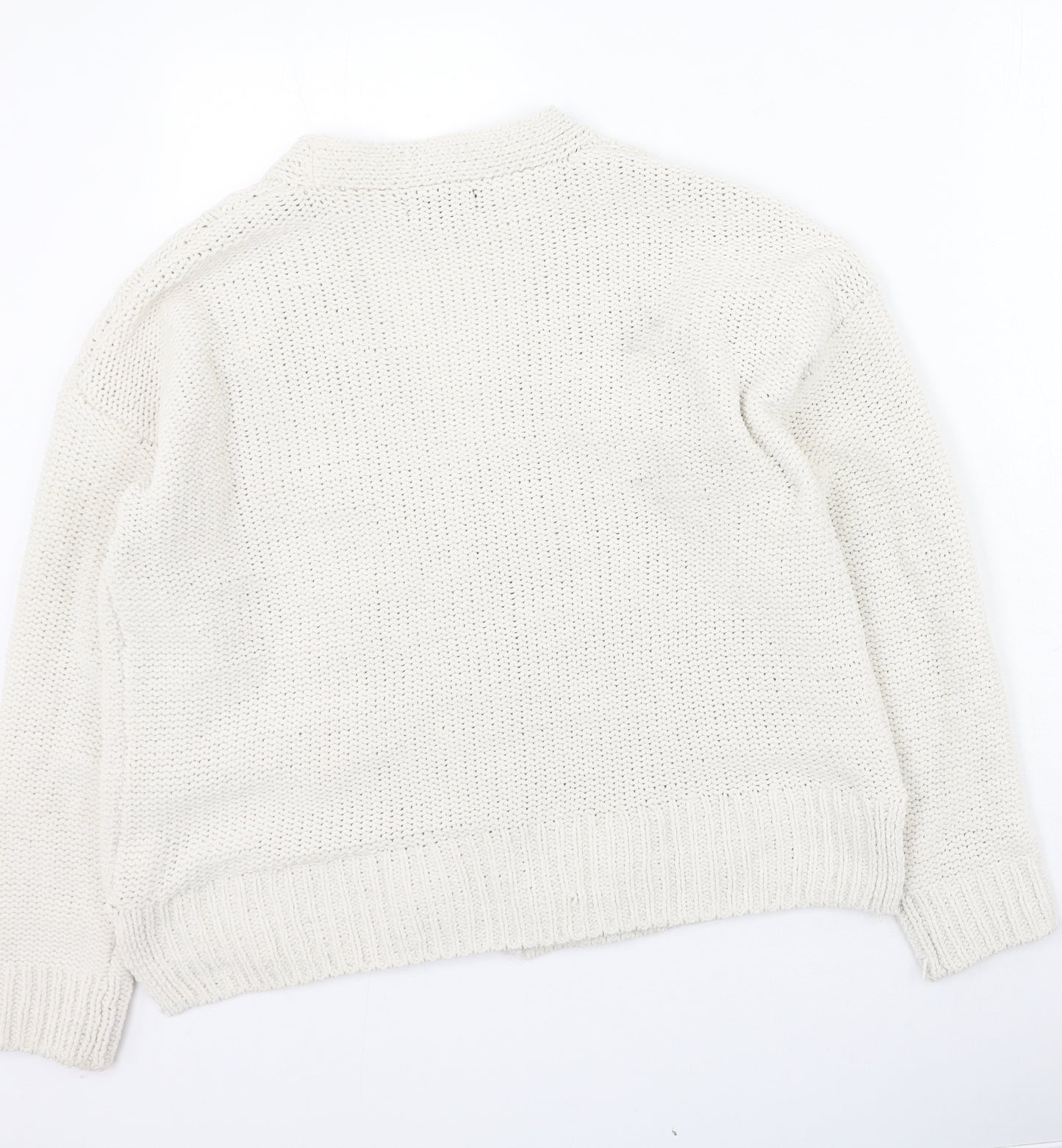 Primark Womens Beige Round Neck  Polyester Cardigan Jumper Size L