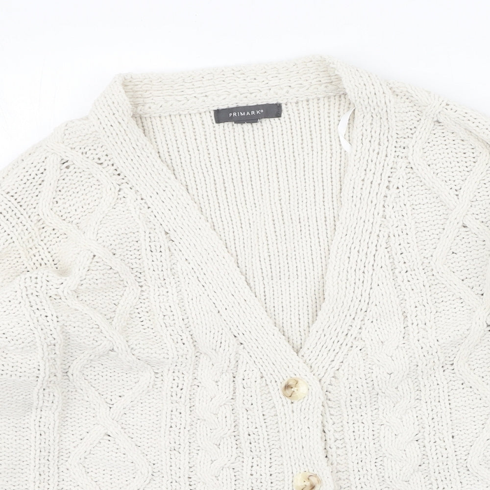 Primark Womens Beige Round Neck  Polyester Cardigan Jumper Size L