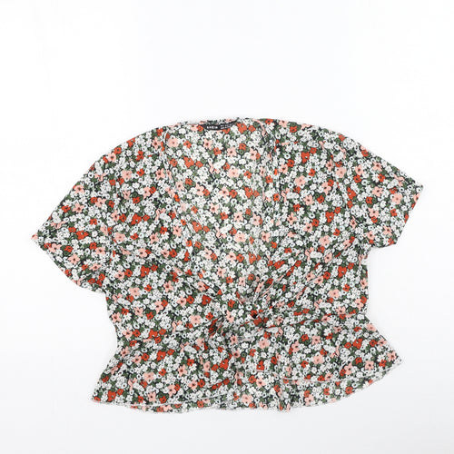 SheIn Womens Multicoloured Floral Polyester  Blouse Size S V-Neck