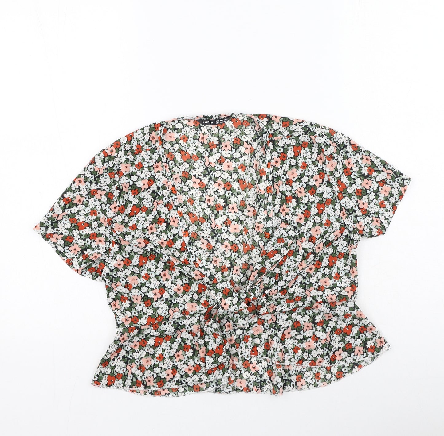 SheIn Womens Multicoloured Floral Polyester  Blouse Size S V-Neck