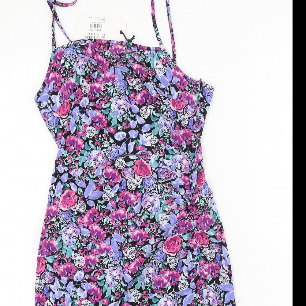 Brave Soul Womens Multicoloured Floral Polyester Bodycon  Size XS  Off the Shoulder