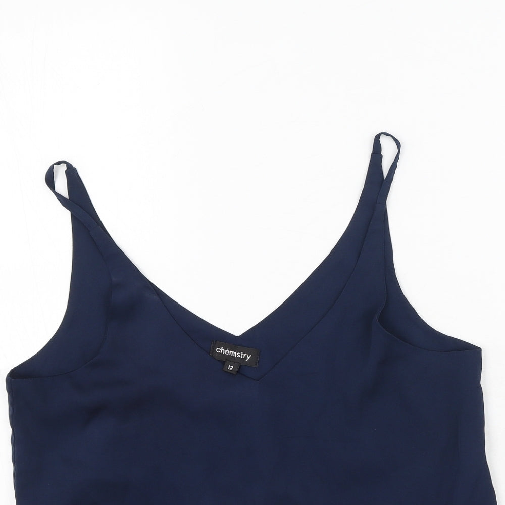 Chemistry Womens Blue  Polyester Camisole Tank Size 12 V-Neck